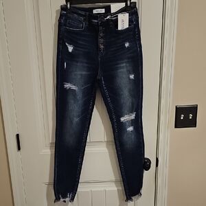 Zara Blue High Rise Distressed Jeans